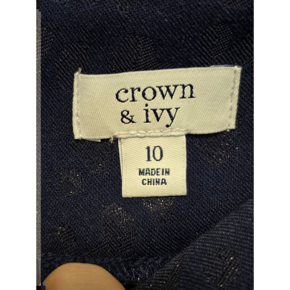 Women's Navy Leopard Crown &Ivy Pants Size 10 - Picture 5 of 10
